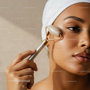 Young Woman Receiving Facial Massage with Beauty Roller