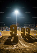 Nighttime Motocross Track with Large Number Obstacles