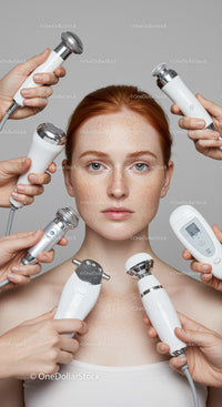 Close-Up of Redhead Woman Undergoing Multiple Facial Skin Care Treatments