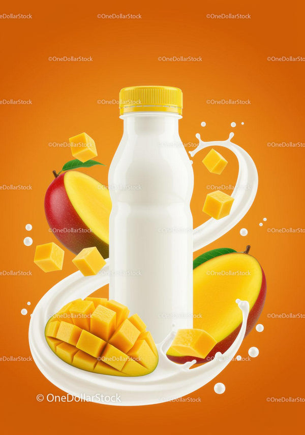 Orzeźwiający napój jogurtowy z mango i świeżymi kawałkami owoców