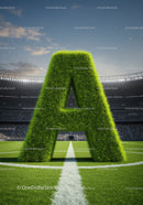 Large Grass Letter A on Soccer Field Center Line