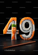 Creative Sushi Rolls Forming Numbers Forty Nine