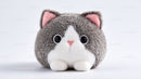 Cute Plush Cat Toy with Large Black Eyes and Pink Nose