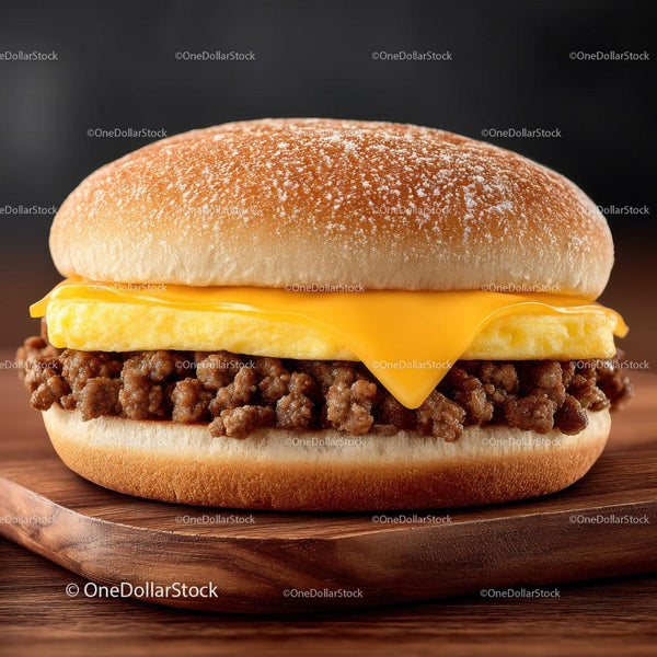 Soczysty Cheeseburger z Mieloną Wołowiną i Roztopionym Cheddarem na Tostowanej Bułce