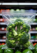 Fresh broccoli florets packed in resealable bag