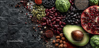 Fresh Pomegranate and Avocado with Assorted Herbs and Spices