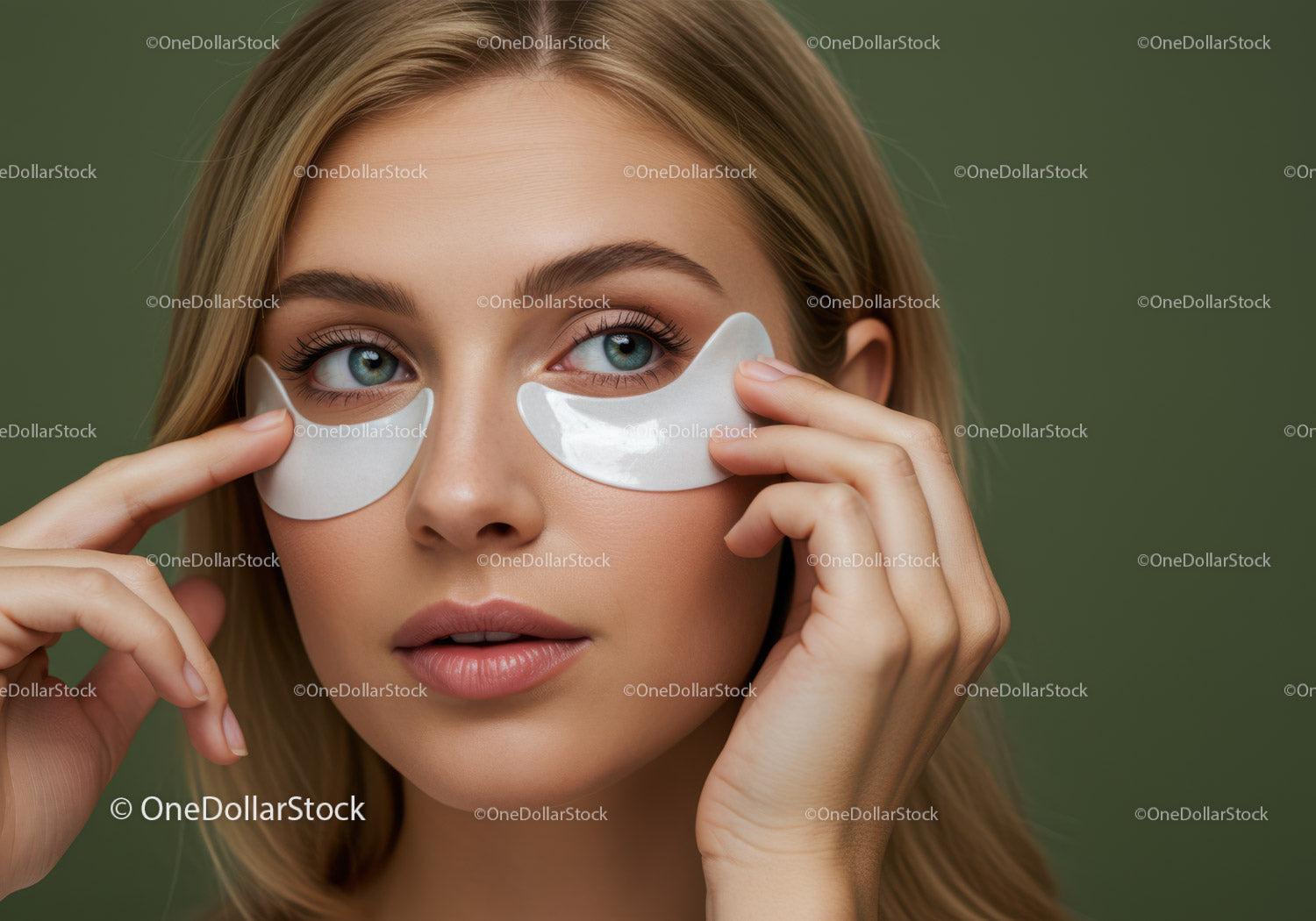 Young Woman Applying Rejuvenating Eye Patches for Skin Care