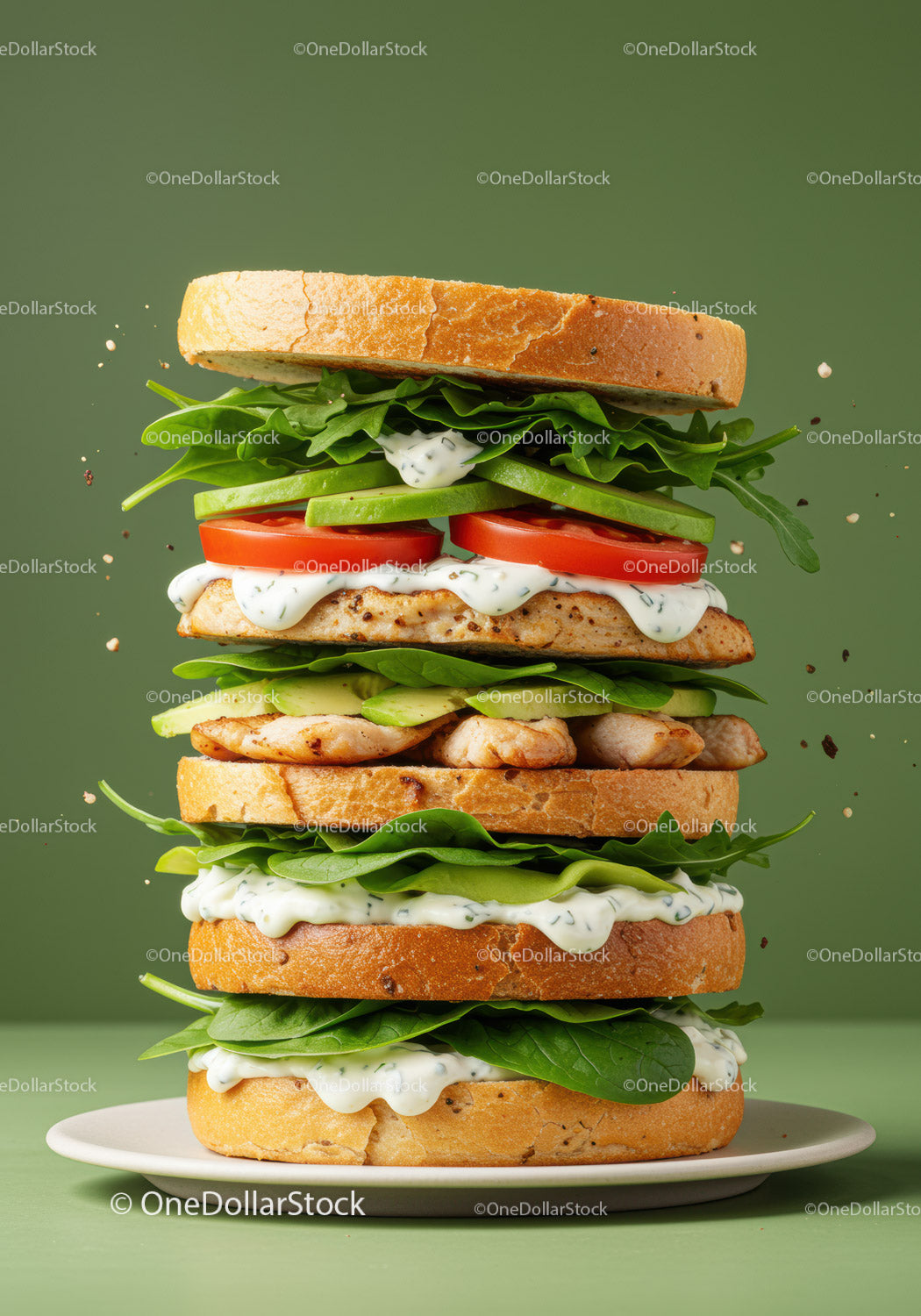 Delicious grilled chicken sandwich with fresh vegetables