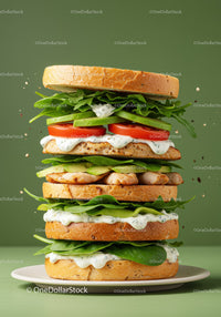 Delicious grilled chicken sandwich with fresh vegetables