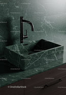 Luxurious Green Marble Sink with Black Faucet for Modern Bathrooms