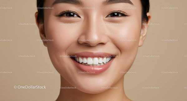 Close-up of Smiling Asian Woman with Healthy Skin