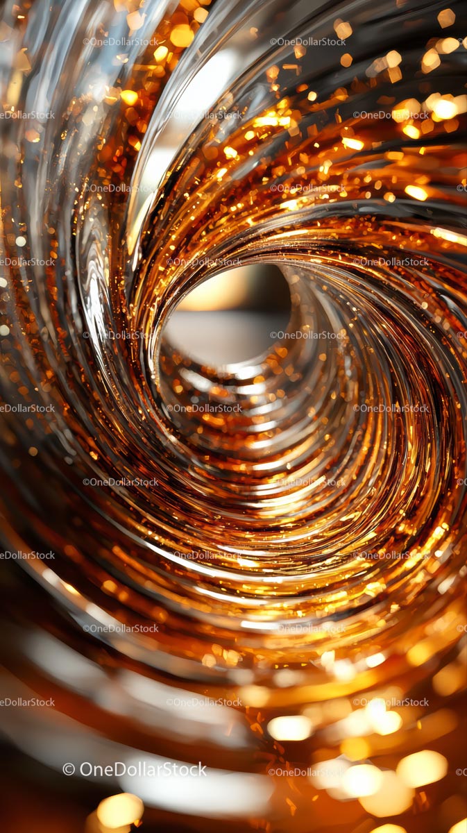 Shiny Metallic Gold Swirl with Glittering Sparkles for Festive Decor