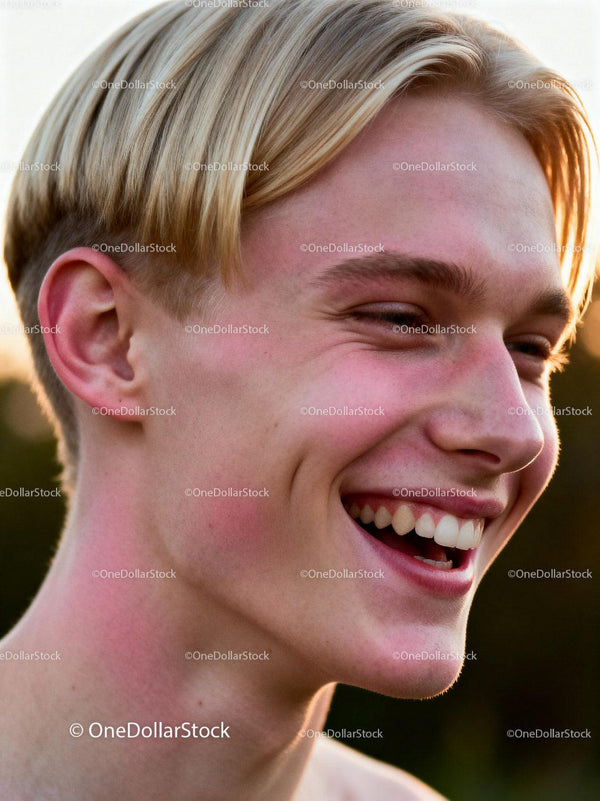 Closeup of smiling young man enjoying warm sunlight