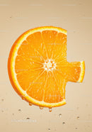 Fresh Orange Slice with Dripping Juice in Water