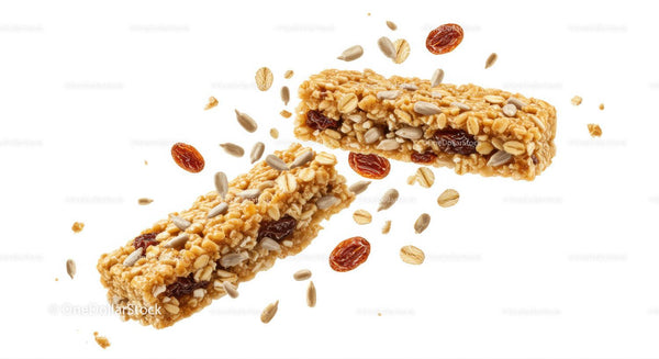 Healthy granola bars with raisins and sunflower seeds