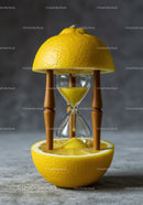 Creative Hourglass with Yellow Lemon and Sand Concept