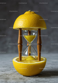 Creative Hourglass with Yellow Lemon and Sand Concept