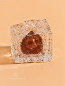 Ice cube encapsulating a coffee ground block