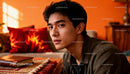 Thoughtful young man resting in cozy living room