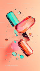 Colorful Glass Candies with Bright Pink Background