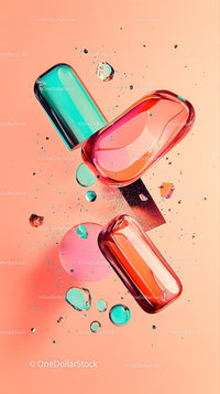 Colorful Glass Candies with Bright Pink Background