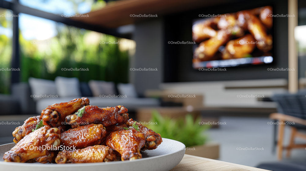 Crispy Chicken Wings on a Modern Outdoor Patio