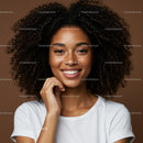 Portrait of a Smiling Woman with Curly Hair and Natural Beauty