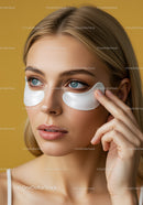 Young Woman with Eye Patches Applying Skincare Treatment