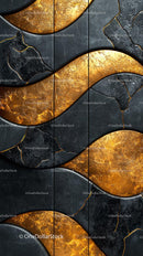 Elegant Black and Gold Cracked Surface Texture for Interior Design