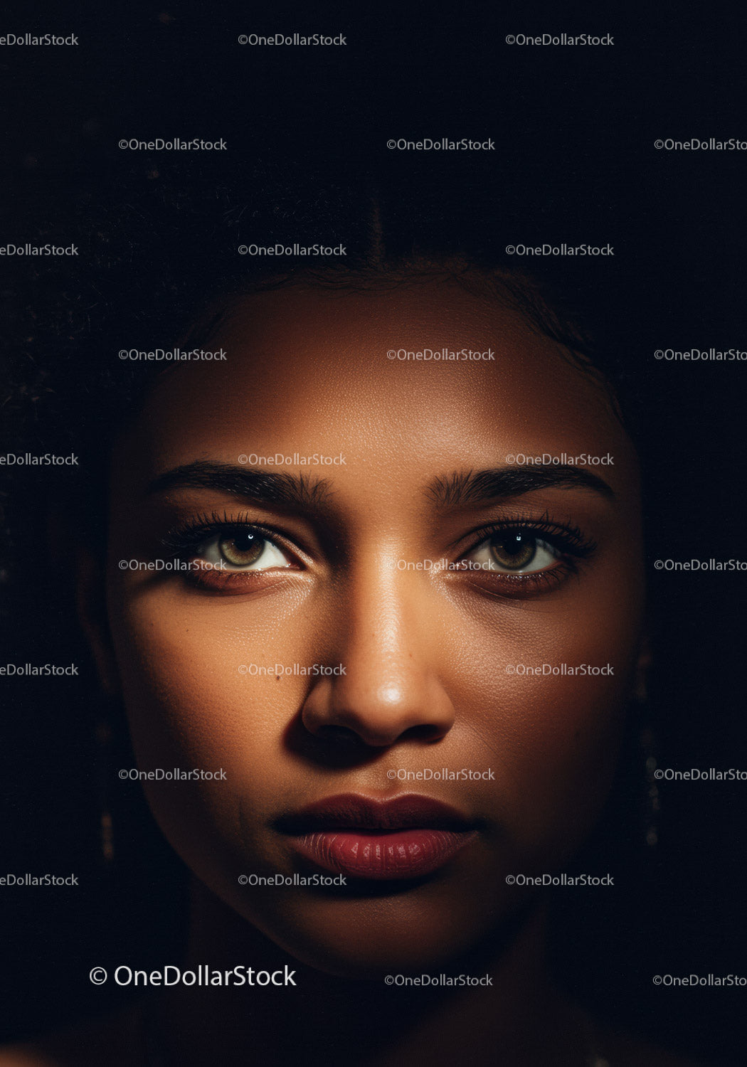 Portret zamyślonej młodej kobiety w słabym świetle