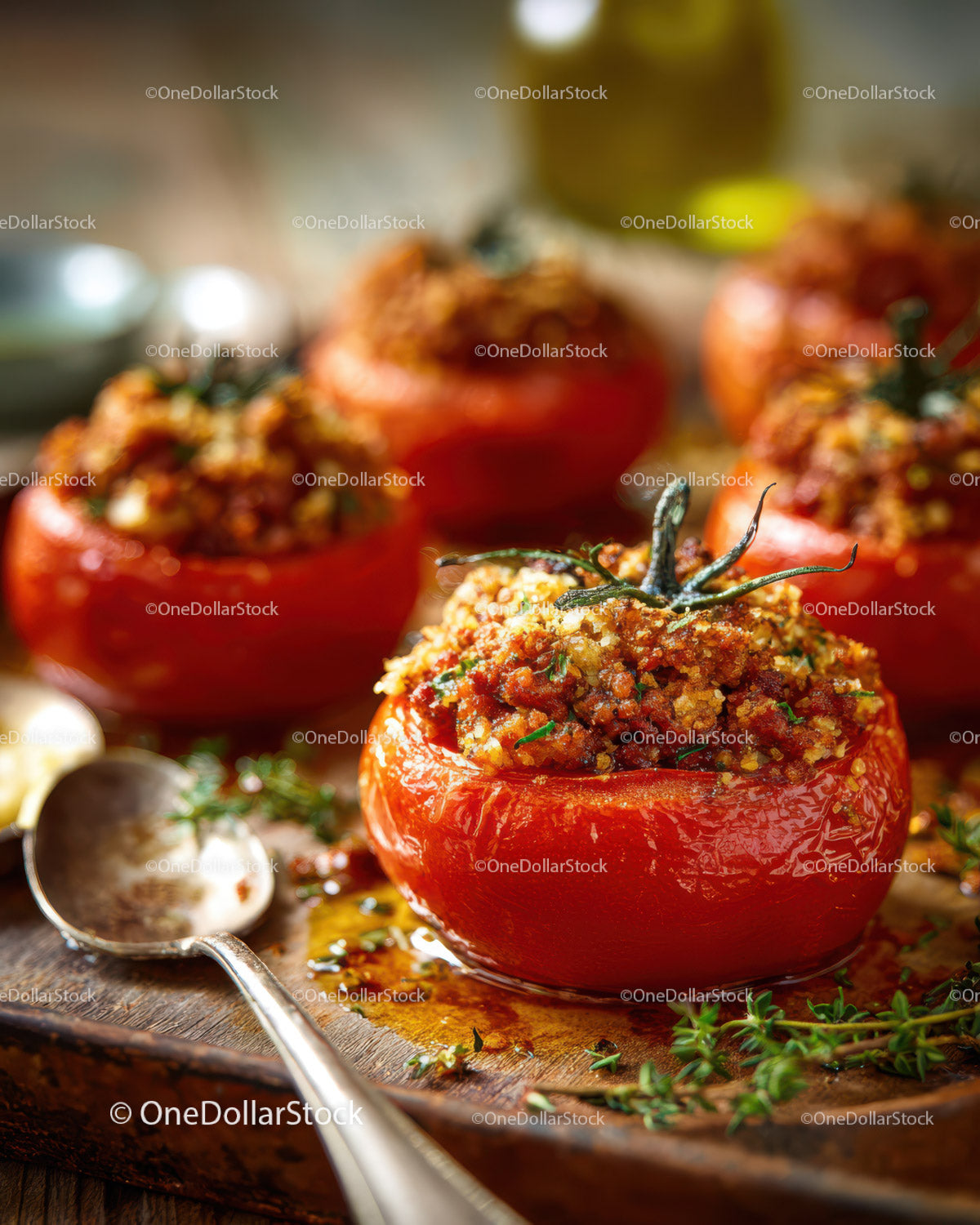 Baked Cherry Tomatoes Stuffed with Aromatic Herb Filling