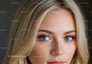 Close up portrait of thoughtful young blonde woman