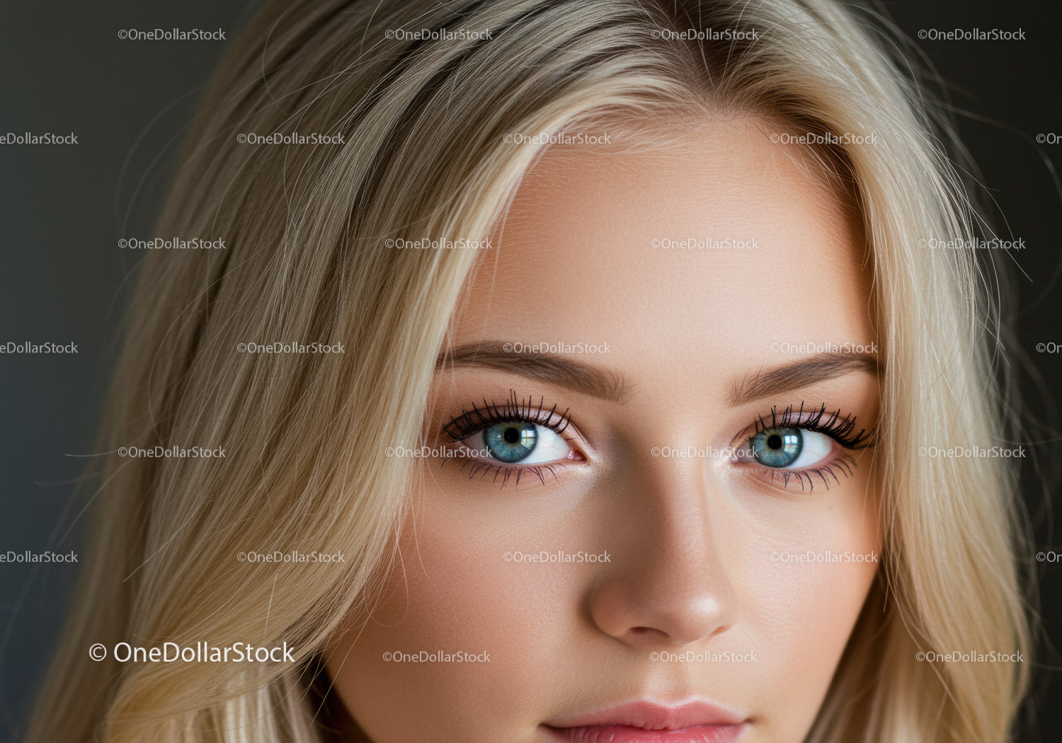 Close up portrait of thoughtful young blonde woman