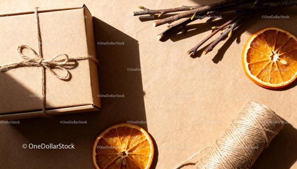 Natural Gift Wrapping with Twine and Dried Orange Slices
