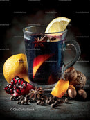 Mulled Wine with Spices and Citrus in Rustic Setting