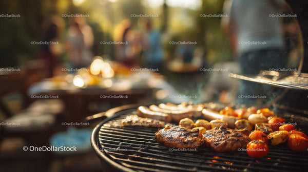 Grilled Steak with Cherry Tomatoes on Charcoal Barbecue