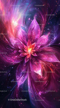 Vibrant Abstract Flower with Cosmic Galaxy Swirl
