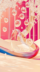 Abstract Art with Glass Bubbles and Fluid Shapes in Vibrant Colors