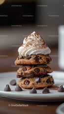 Chocolate Chip Cookie with Whipped Cream and Chocolate Topping