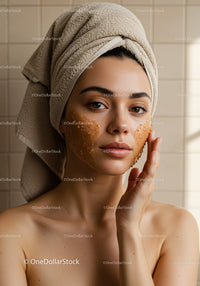 Young Woman Applying Facial Mask for Skincare and Relaxation