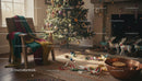 Cozy Christmas Corner with Decorated Tree and Fireplace