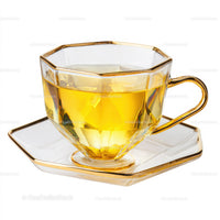 Elegant Clear Glass Tea Cup with Amber Liquid for Refreshing Drinks