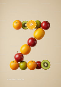 Creative Number Seven Made From Colorful Fresh Fruits
