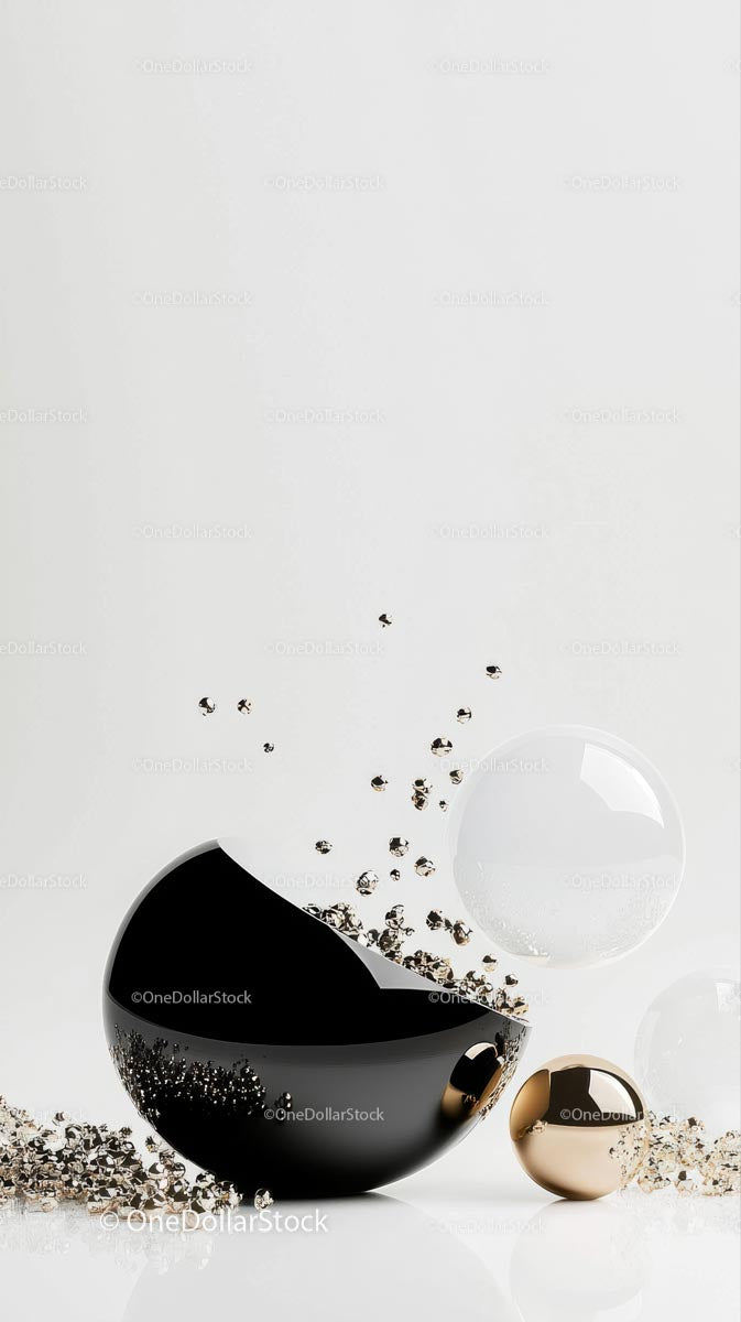 Elegant Black and Gold Spherical Ornaments for Modern Decor