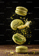 Green Pistachio Macarons Exploding with Cream