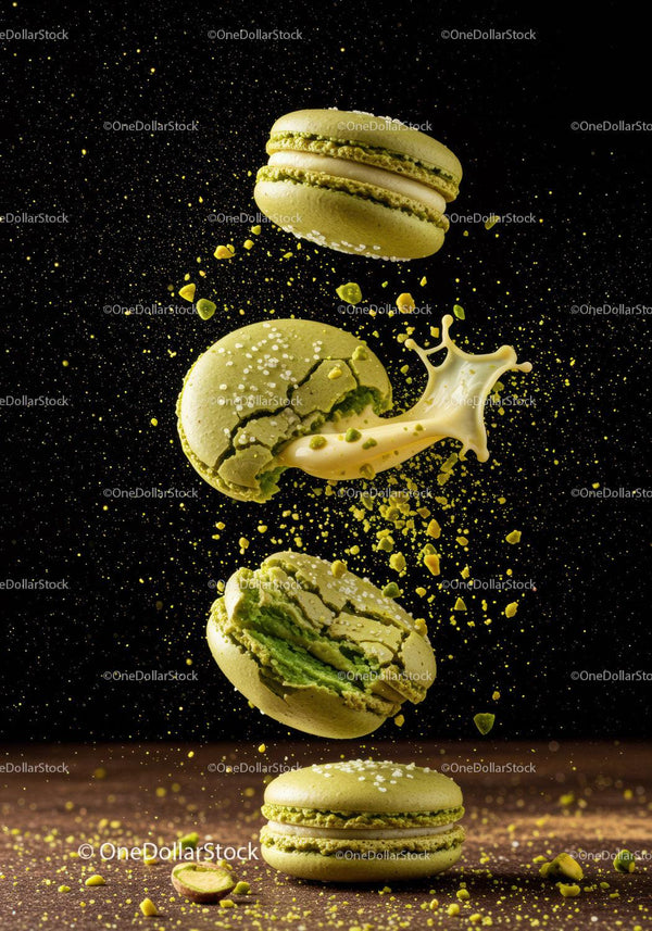 Green Pistachio Macarons Exploding with Cream