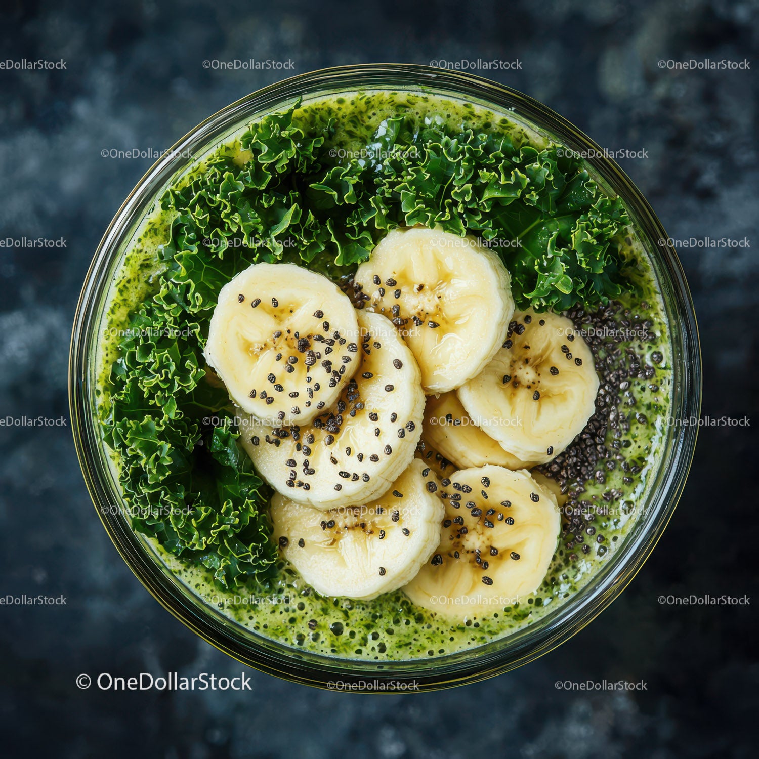 Healthy Green Smoothie Bowl with Banana and Kale