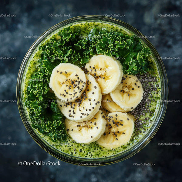 Healthy Green Smoothie Bowl with Banana and Kale