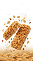 Crunchy peanut caramel snack bars with nuts