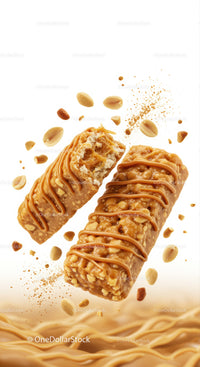 Crunchy peanut caramel snack bars with nuts